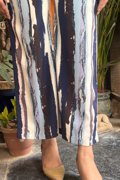 Blue and Lilac Pleated Co-ord Set