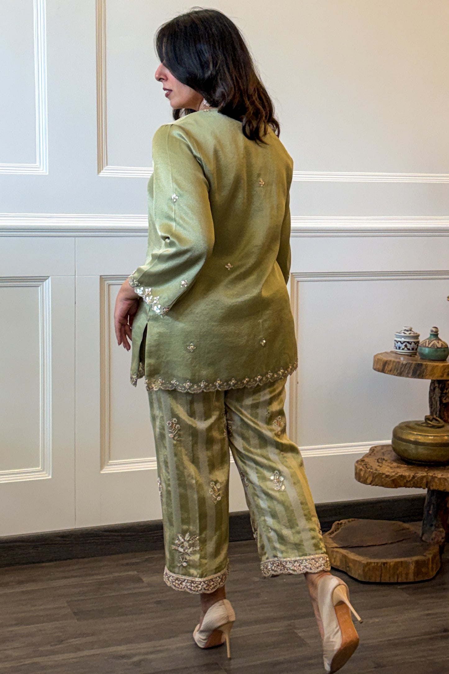 Green Tissue Striped Co-ord Set