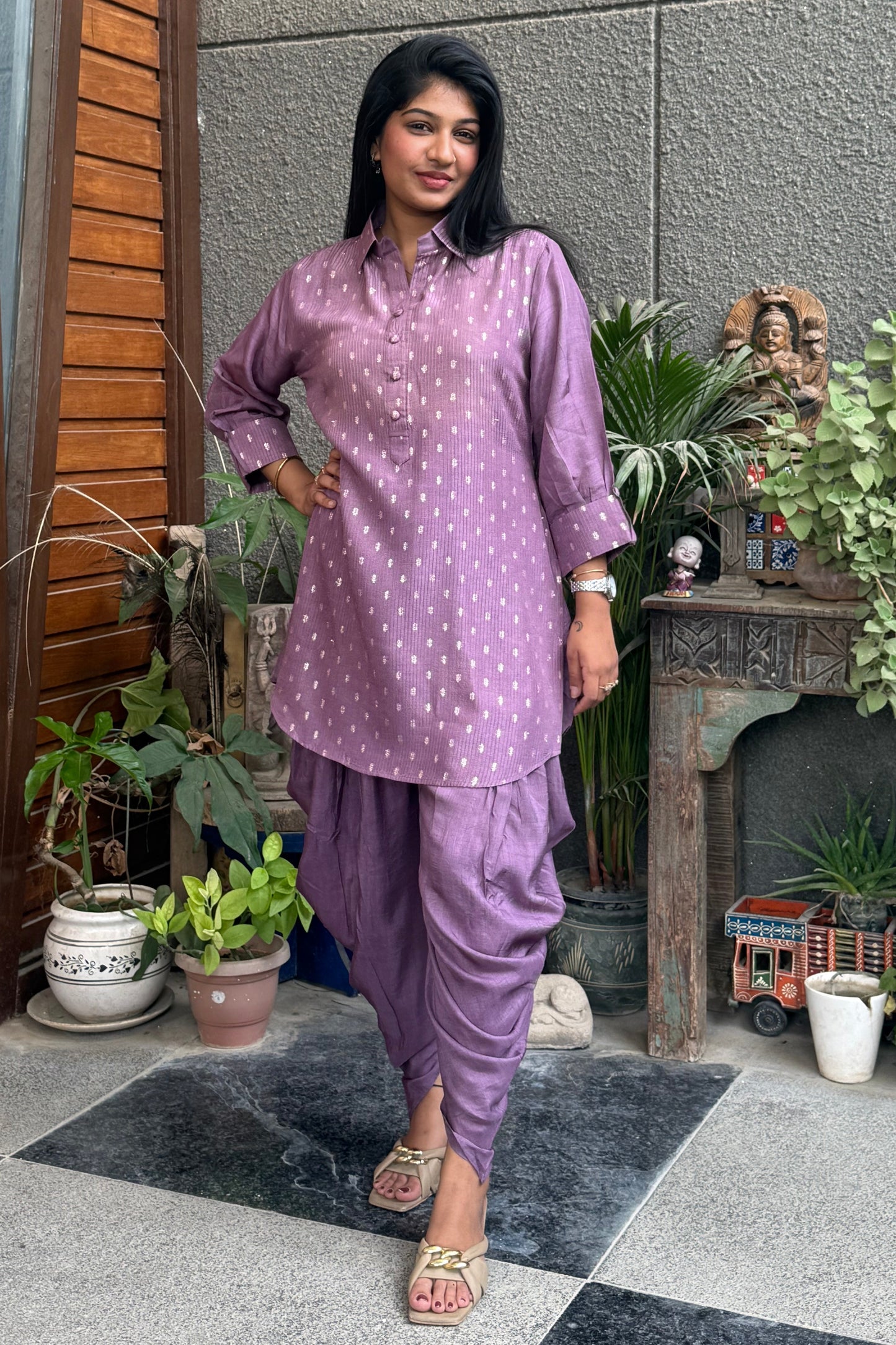 Purple Tunic and Dhoti Co-ord Set