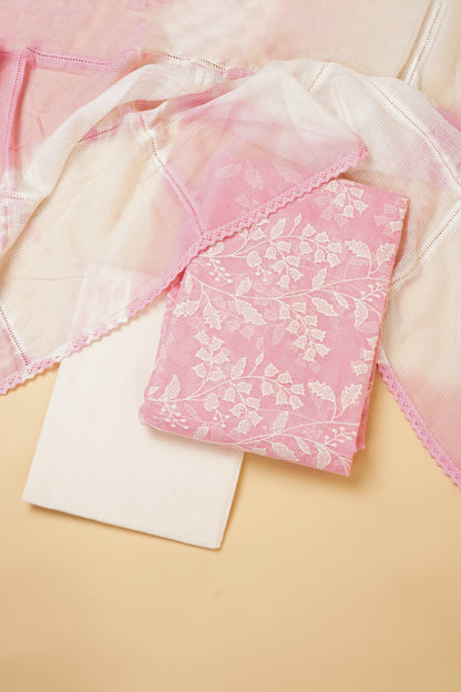 Baby Pink Embroidered Unstitched Suit Piece