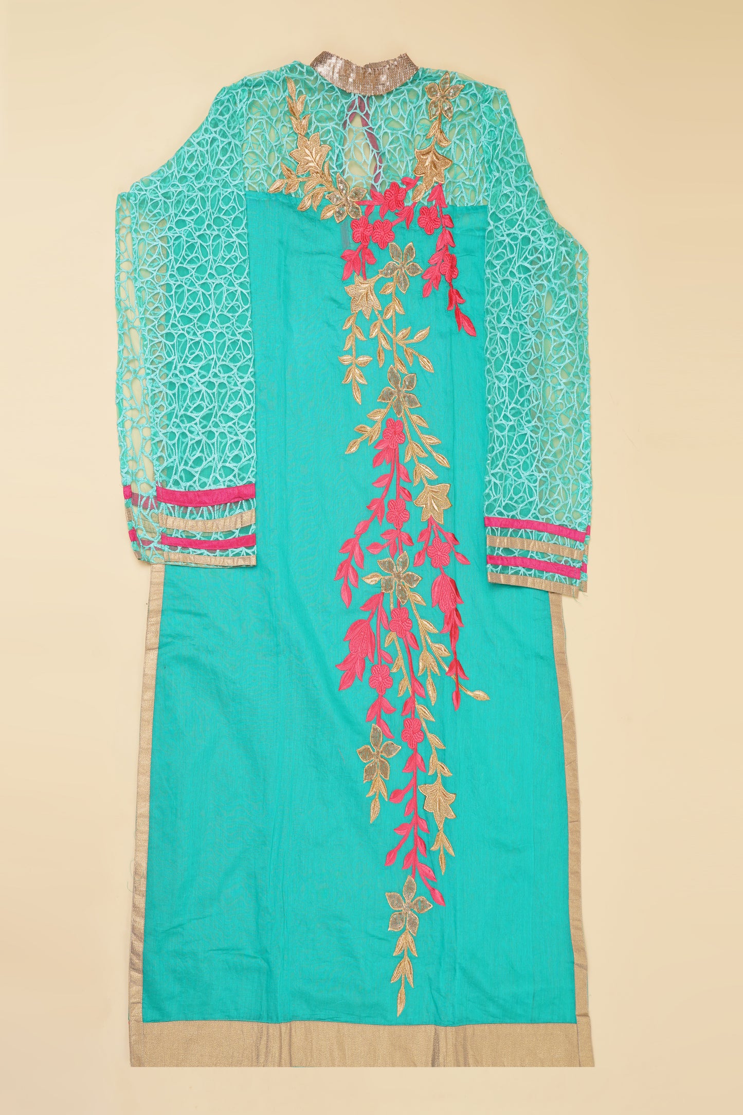 Green Mesh and Embroidery Unstitched Suit Piece