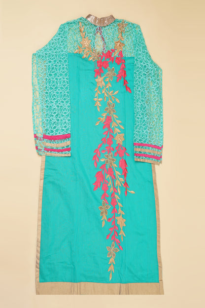 Green Mesh and Embroidery Unstitched Suit Piece
