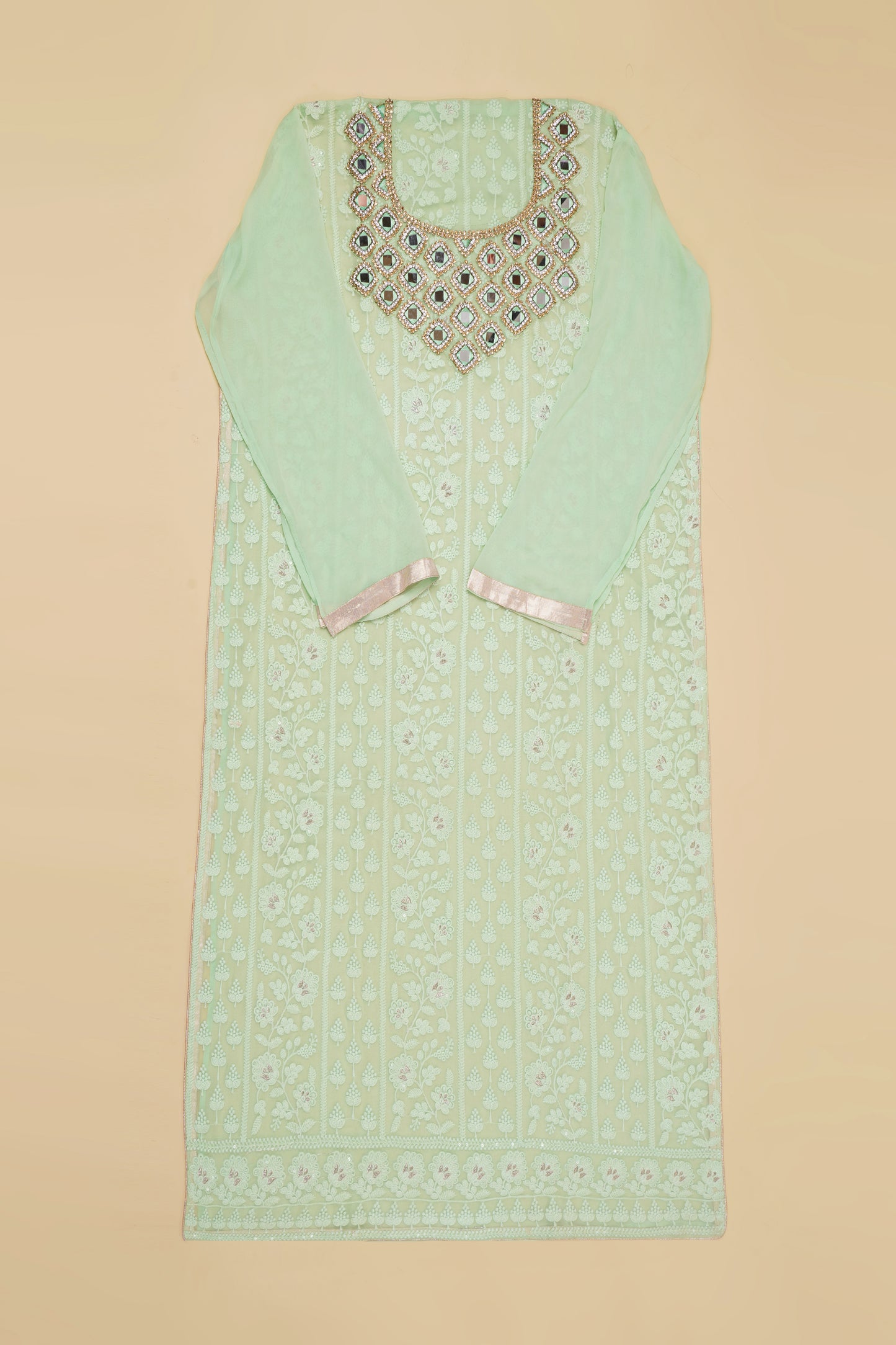 Mint with Mirrorwork Unstitched Suit Piece