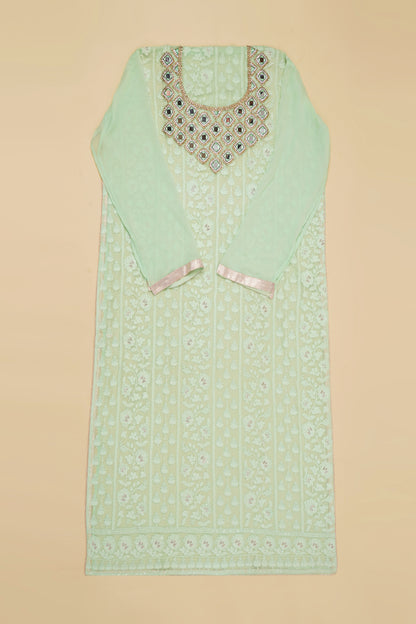 Mint with Mirrorwork Unstitched Suit Piece