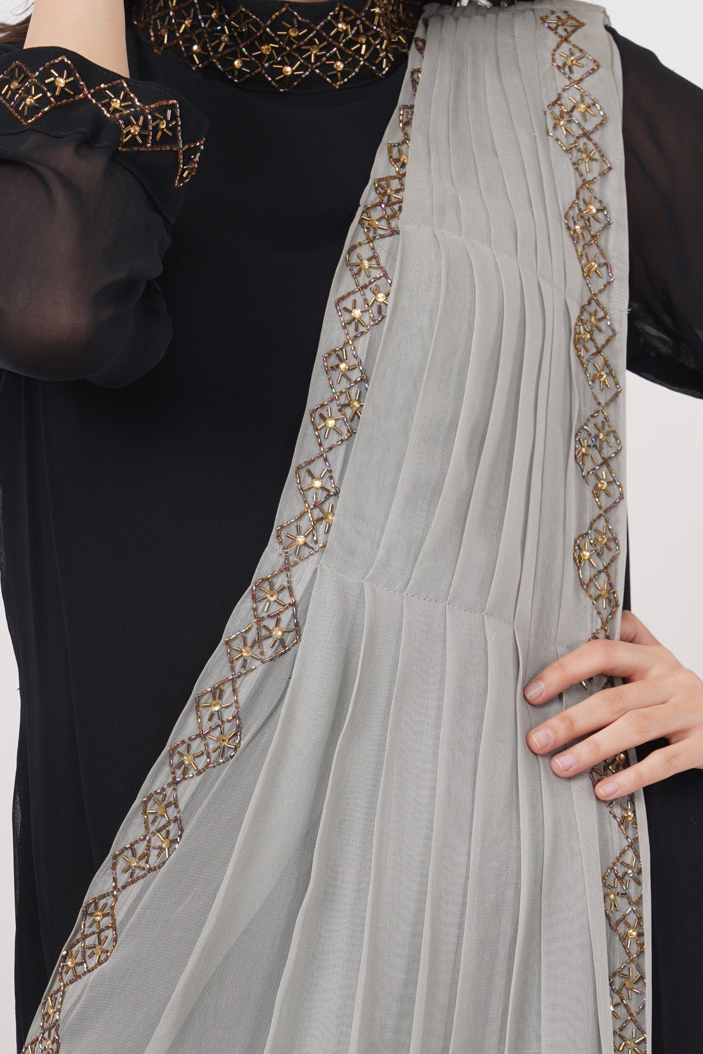 Black and Grey Panelled Gown