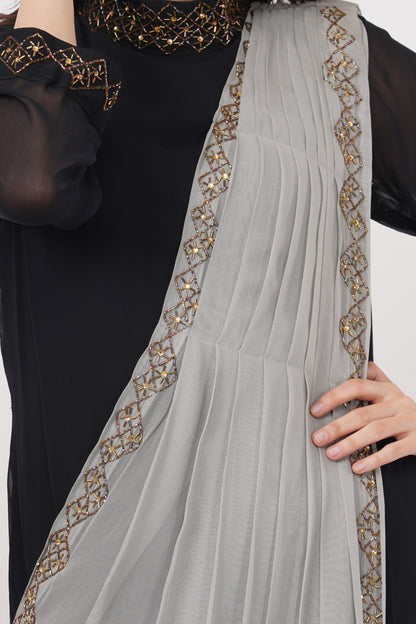 Black and Grey Panelled Gown