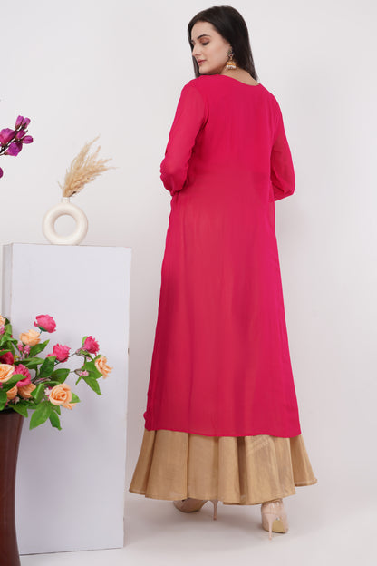 Red Motif-Work Kurta Set