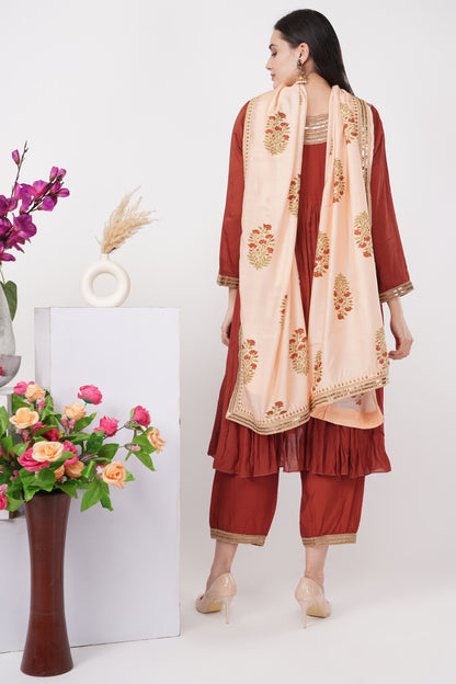 Rust Flare Kurta Set
