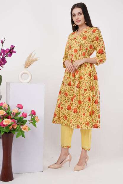 Yellow Floral Kurta Set