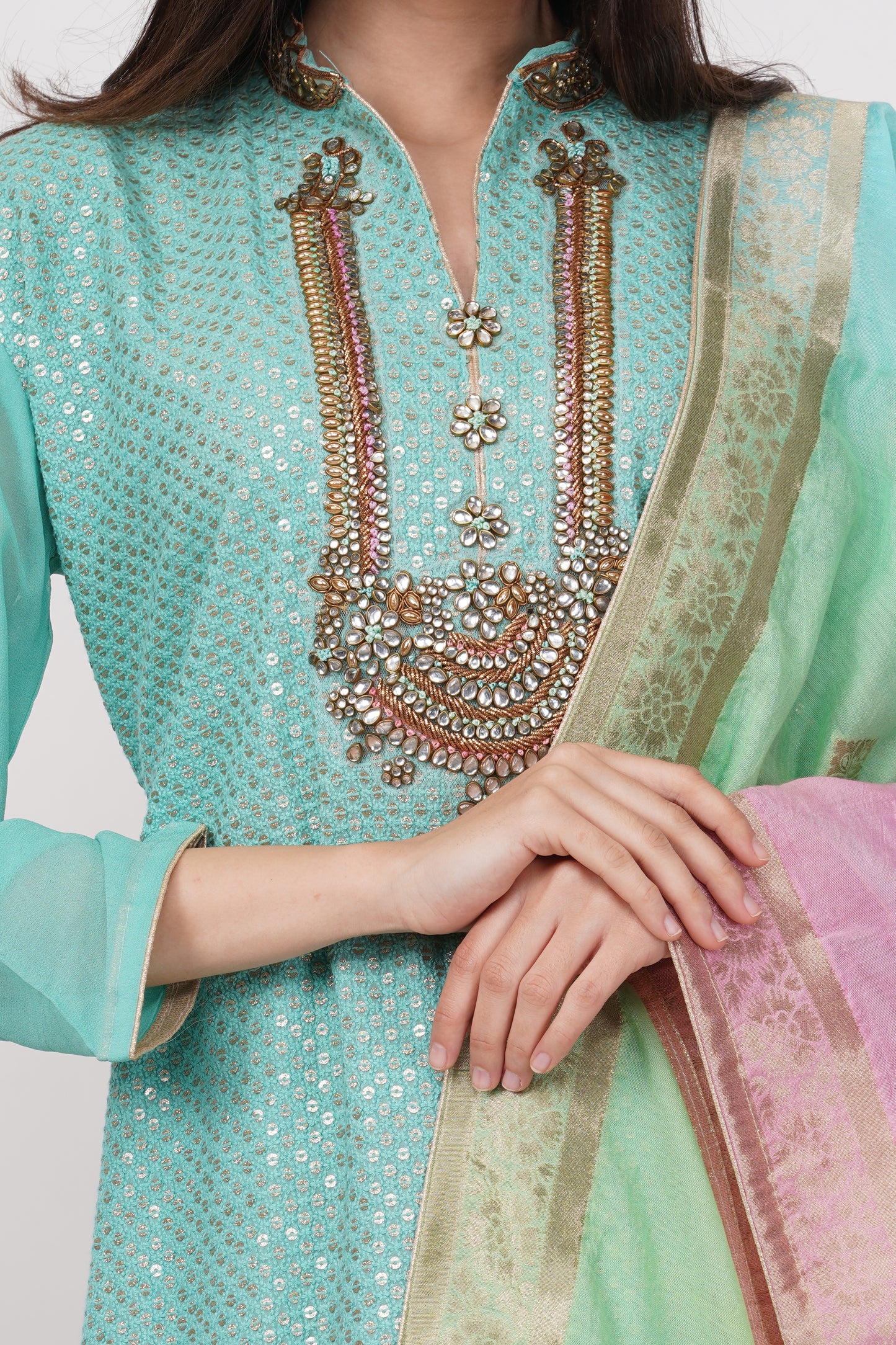 Aqua Sorbet Embroidered Kurta Set