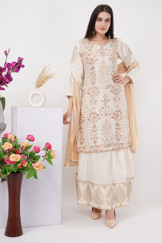 Ivory and Gold Kurta Set