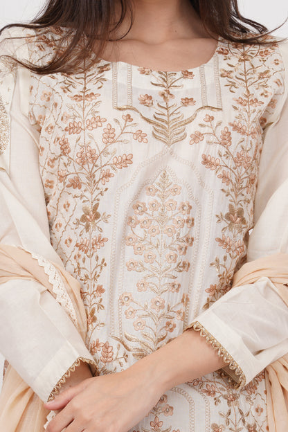 Ivory and Gold Kurta Set
