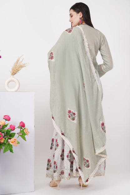 Mint Grey Kurta Set