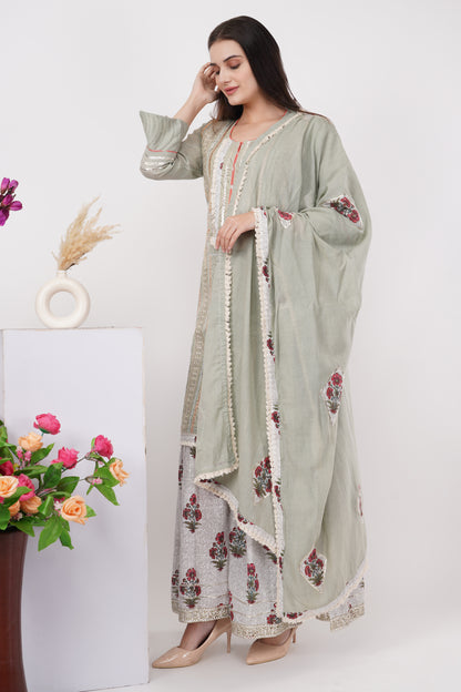 Mint Grey Kurta Set