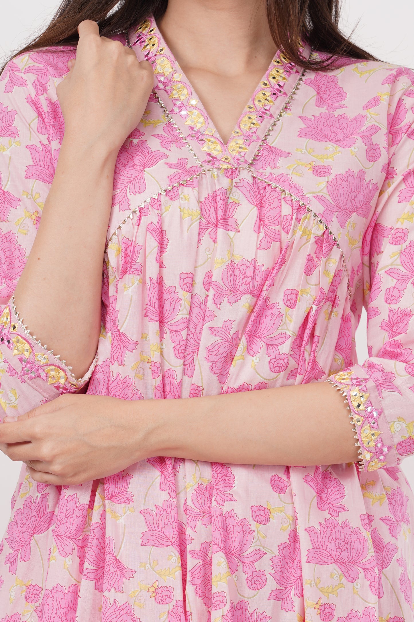 Pink Floral Kurta Set