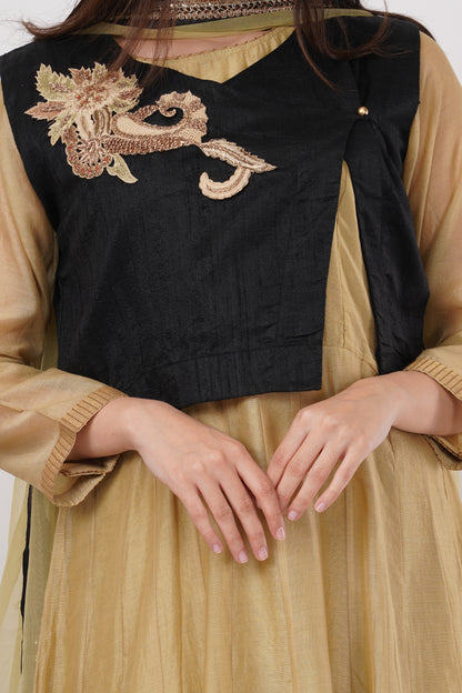 Black and Gold Kurta Set
