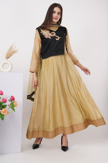 Black and Gold Kurta Set