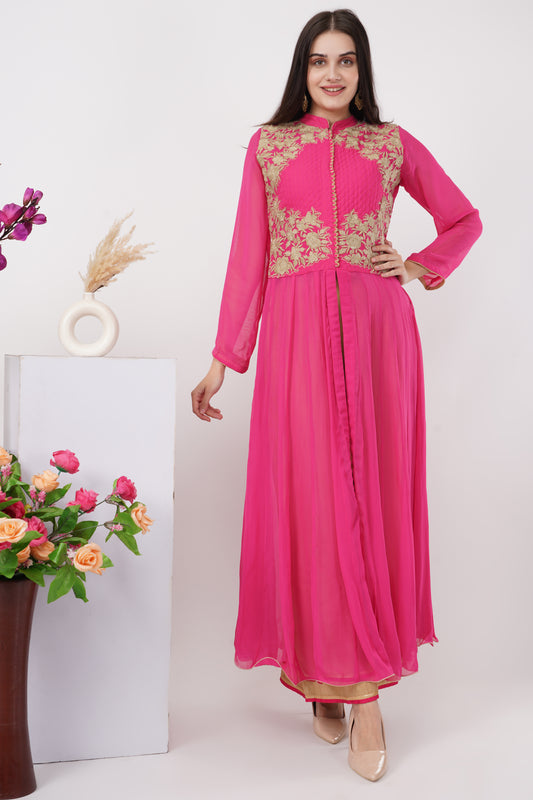 Pink Embroidered Kurta Set