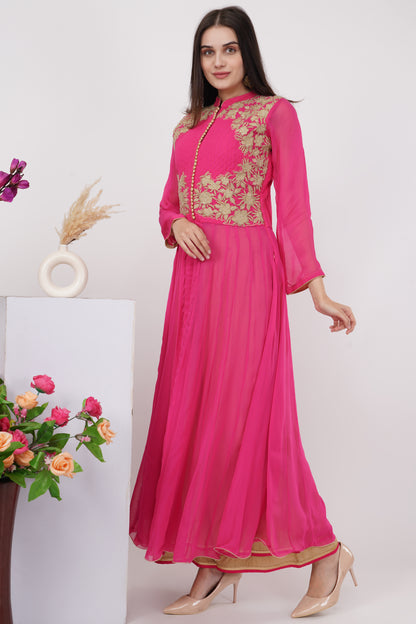 Pink Embroidered Kurta Set