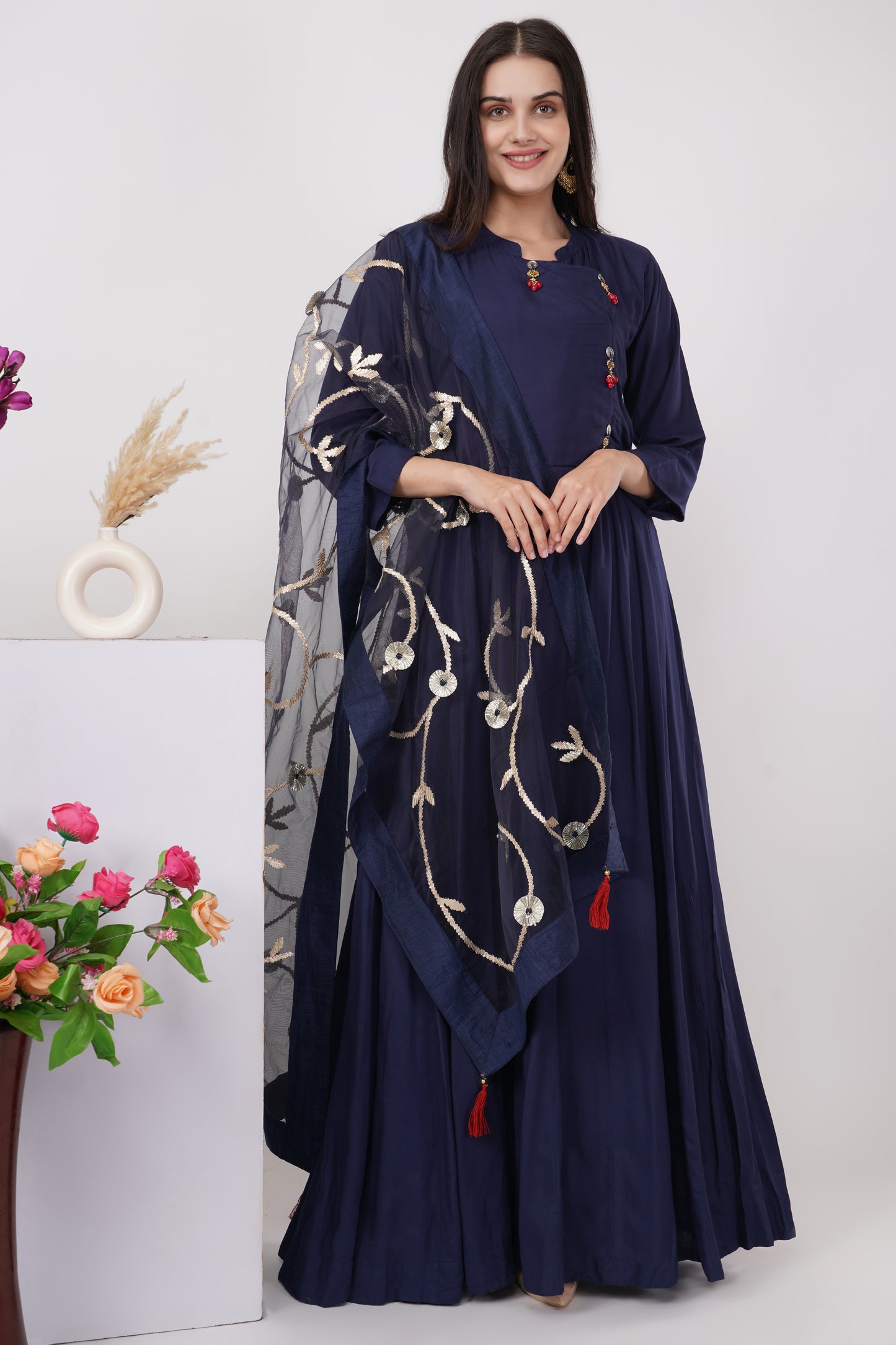 Solid Navy Blue Kurta Set