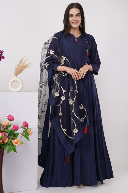 Solid Navy Blue Kurta Set