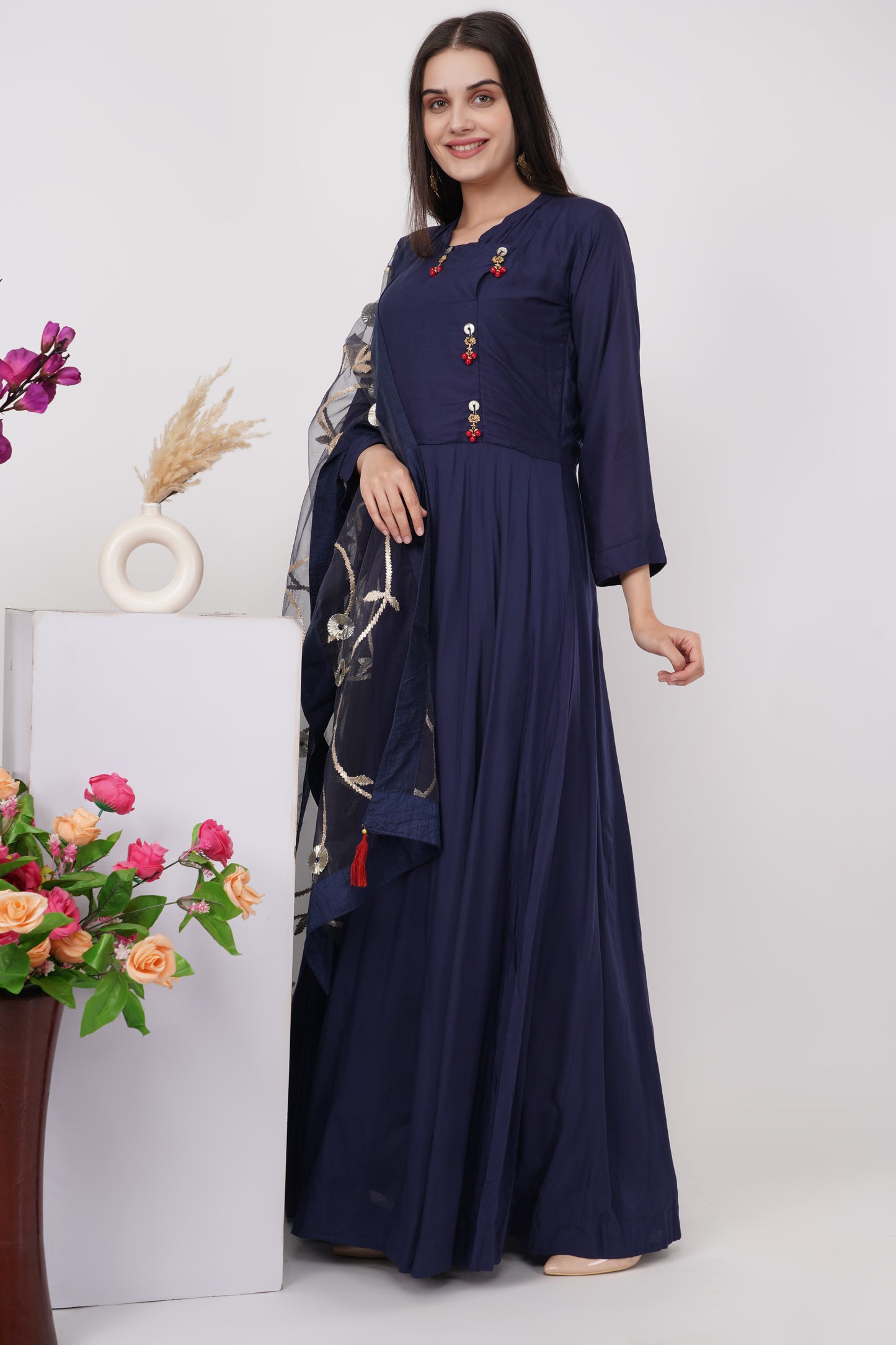 Solid Navy Blue Kurta Set