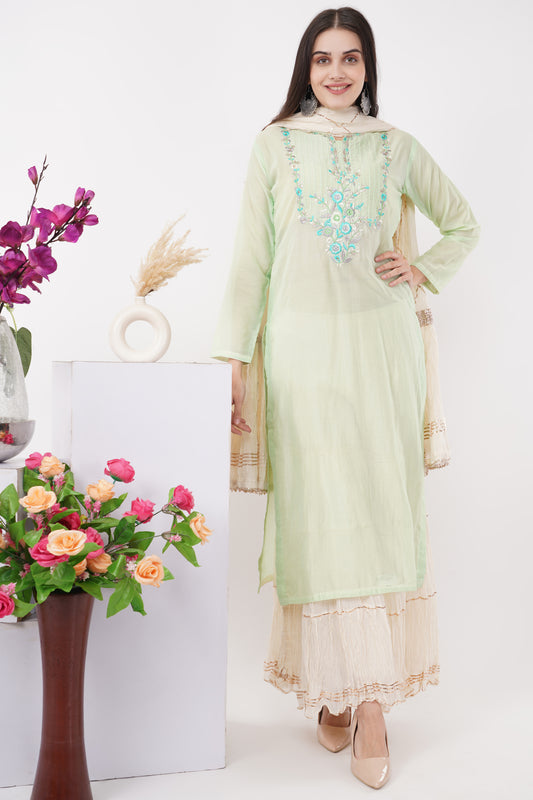 Mint Embroidered Kurta Set