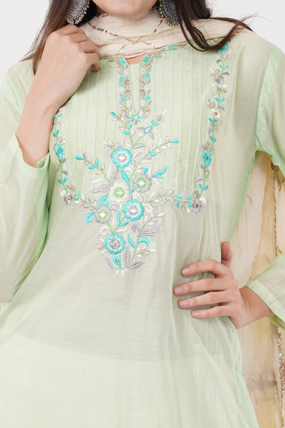 Mint Embroidered Kurta Set