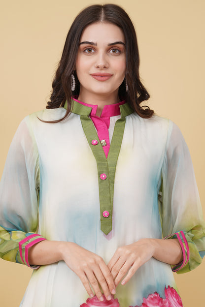 White Summer Hand-Painted Kurti