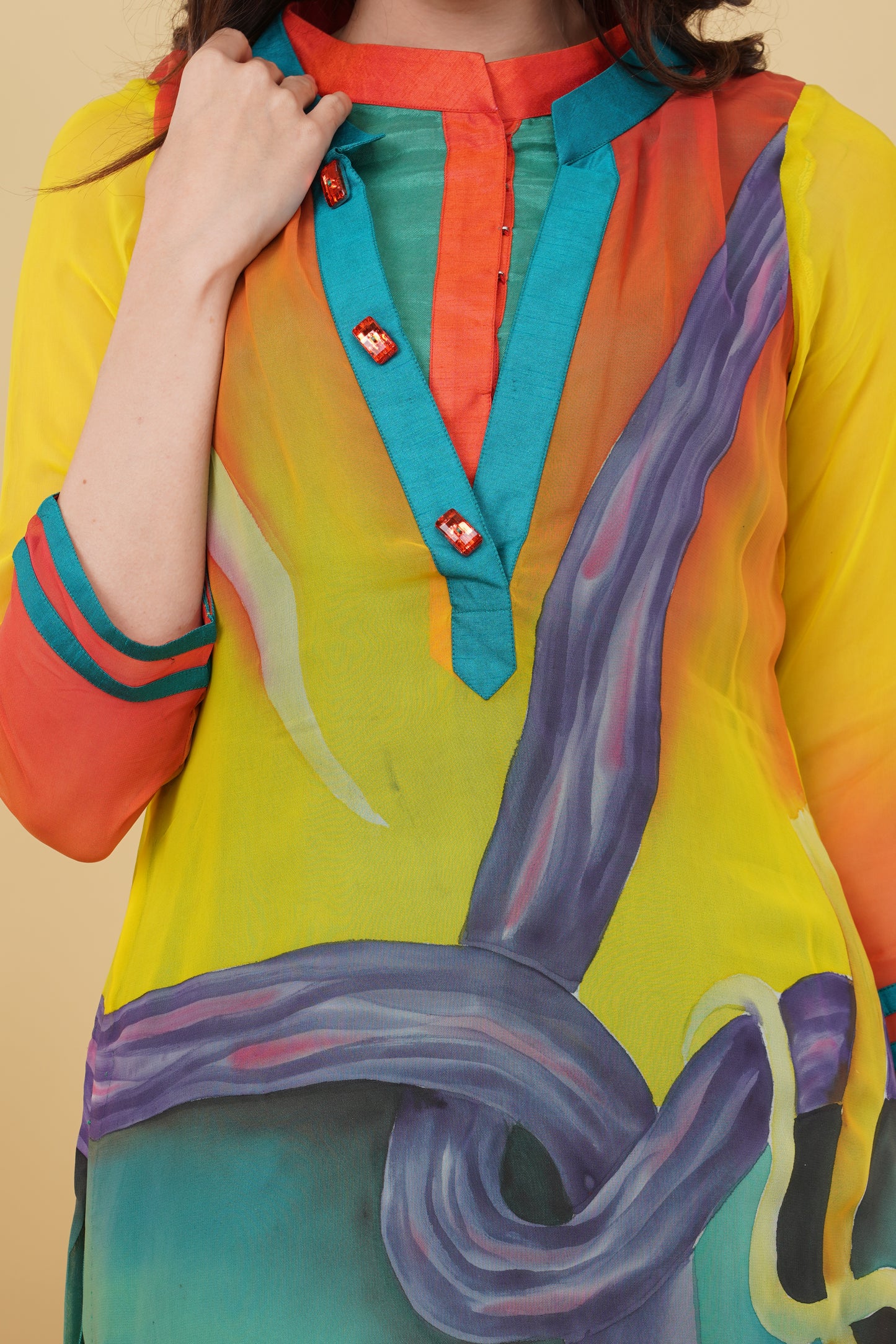 Yellow Summer Hand-Painted Kurti