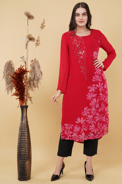 Red Floral Kurti