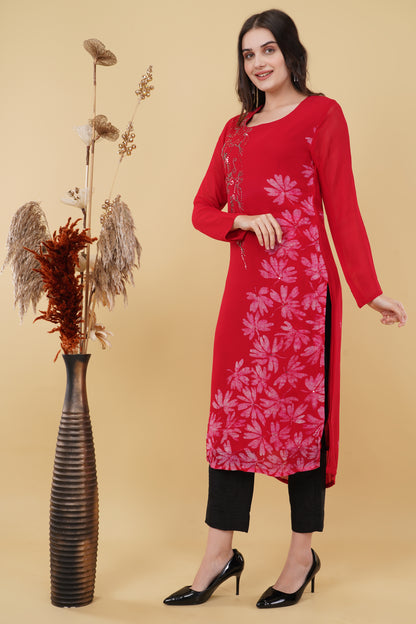 Red Floral Kurti