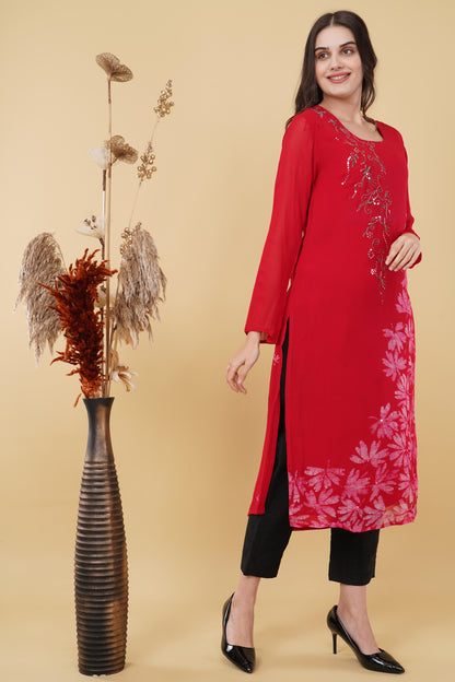 Red Floral Kurti