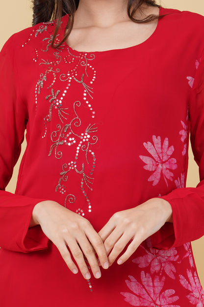 Red Floral Kurti