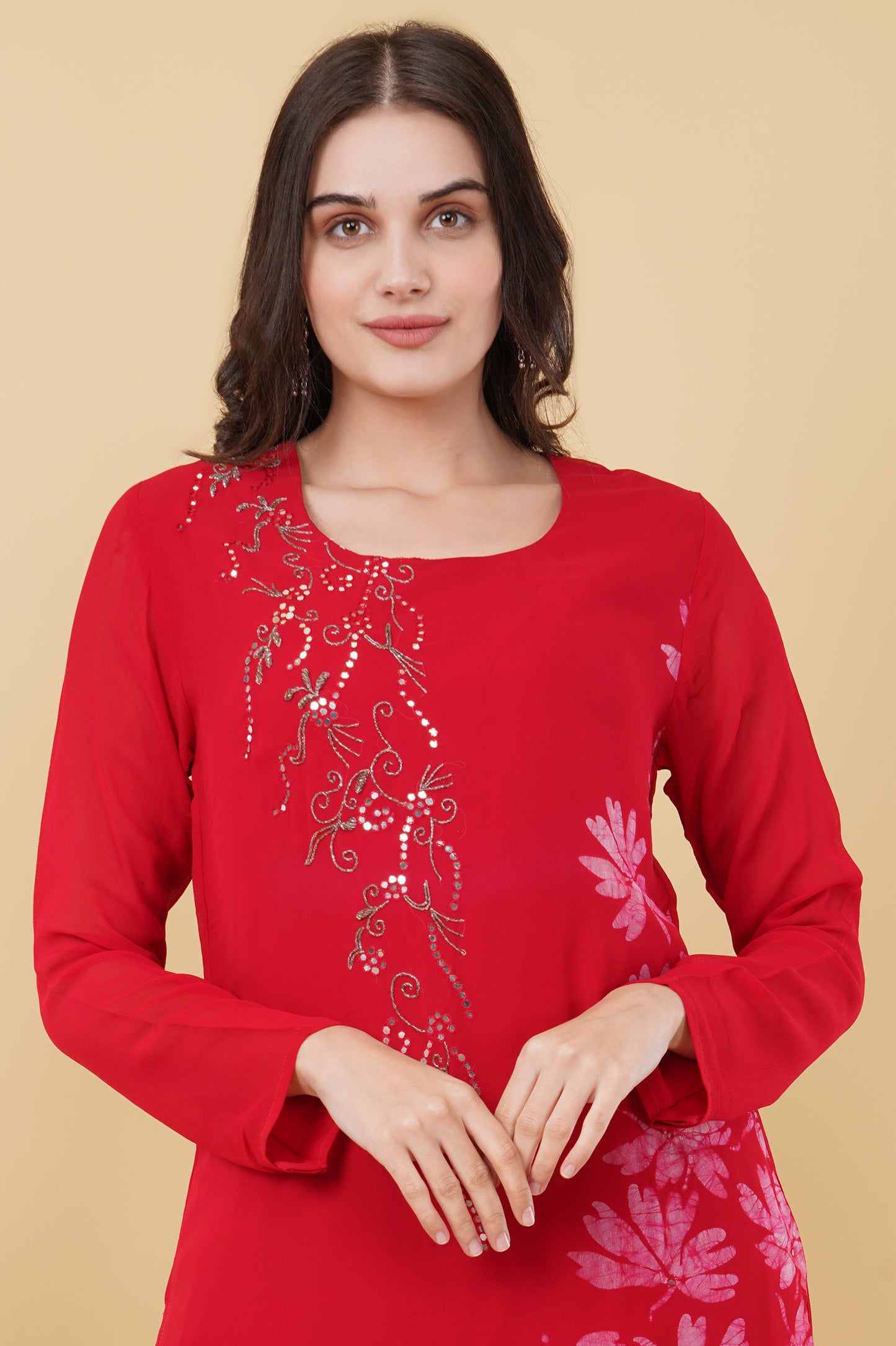 Red Floral Kurti