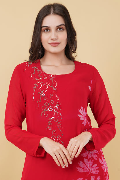 Red Floral Kurti