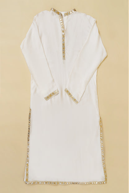 White with Pink Ombre Bandhani Shrug Unstitched Suit Piece