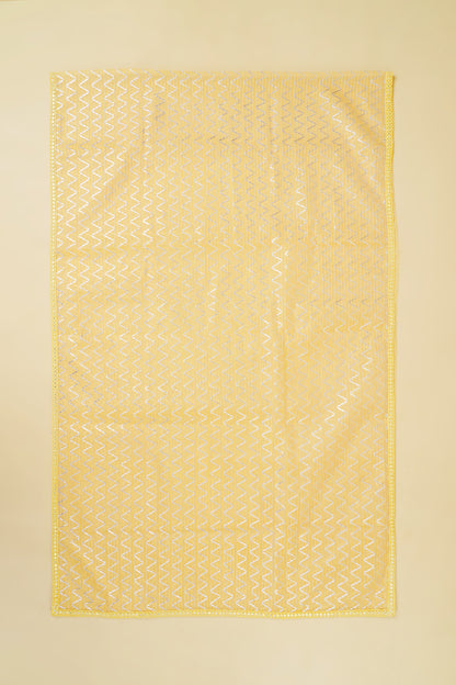 Yellow on White Floral Unstitched Suit Piece