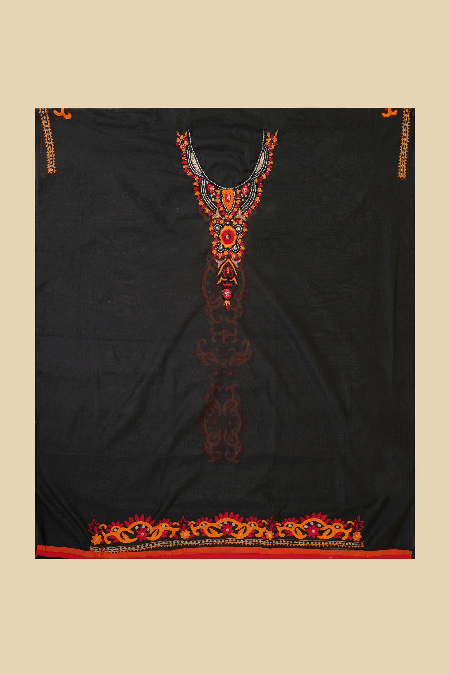 Orange on Black Unstitched Suit Piece