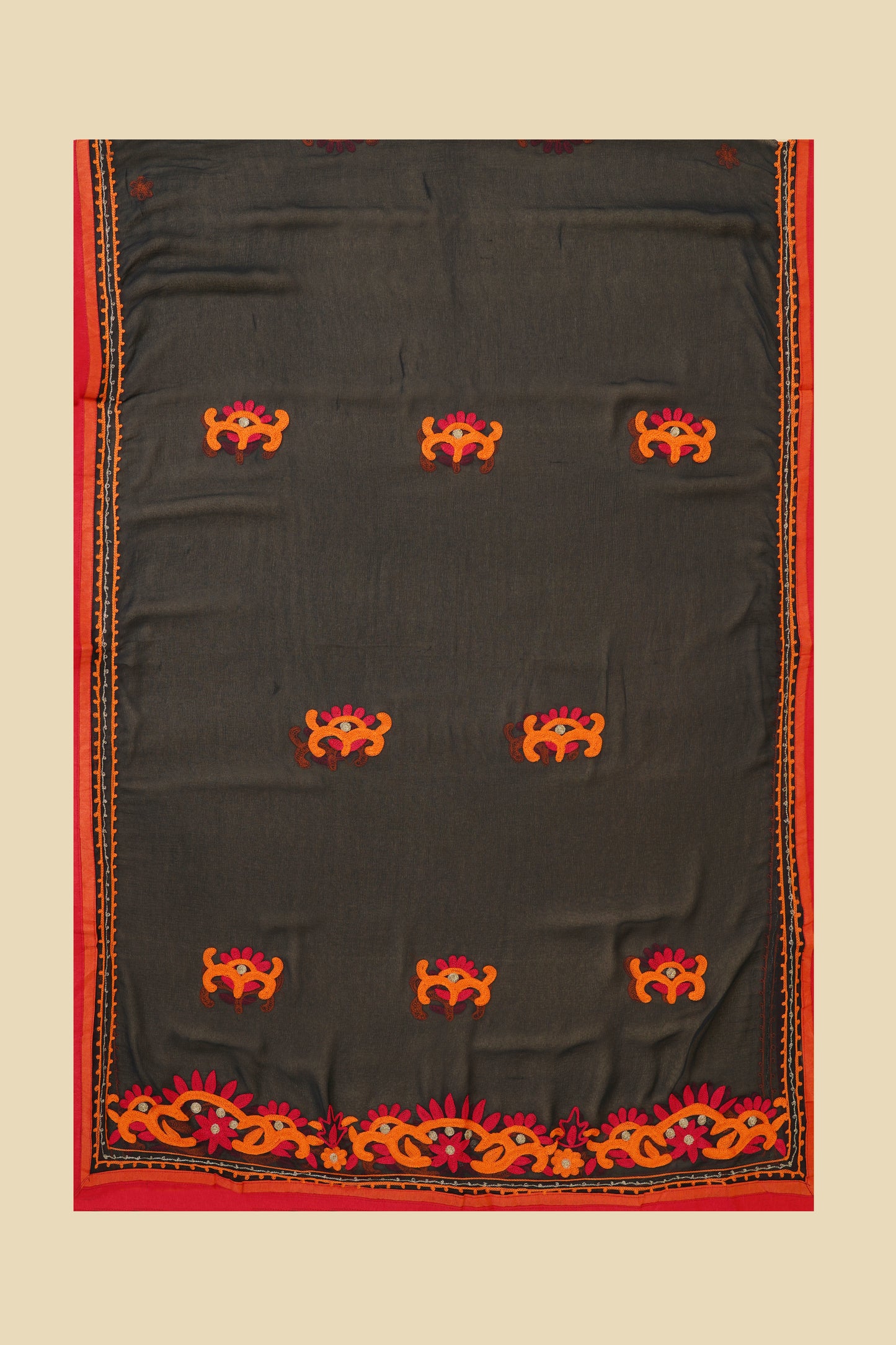 Orange on Black Unstitched Suit Piece