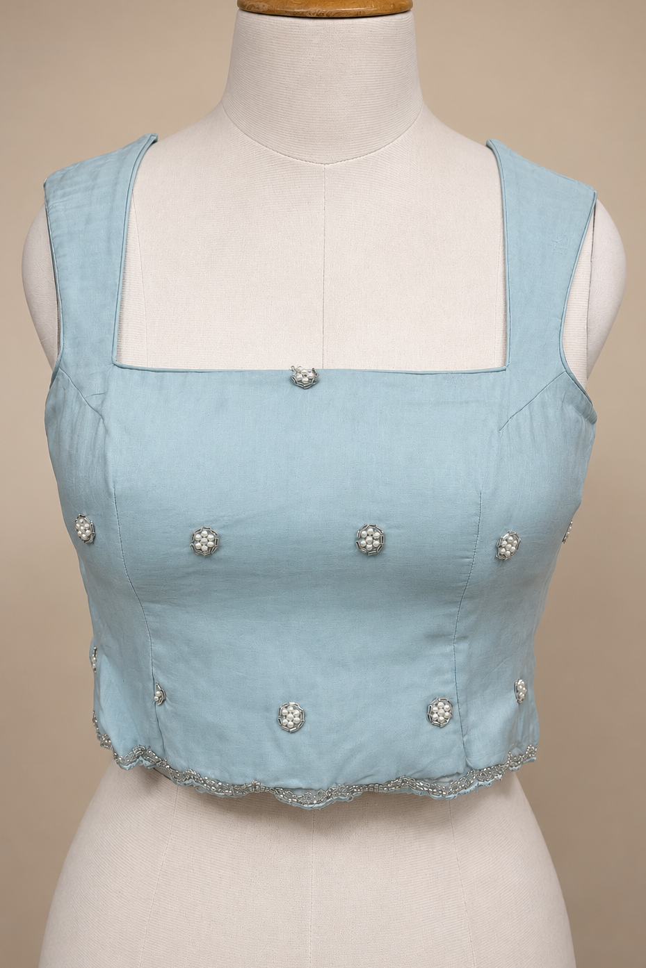 Powder Blue Embroidered Blouse