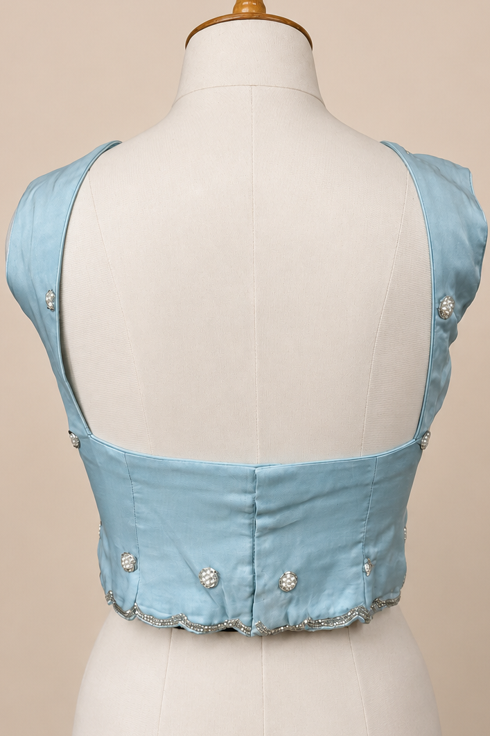 Powder Blue Embroidered Blouse