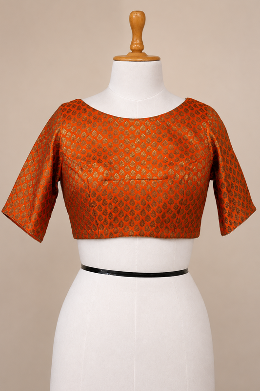 Orange Brocade Blouse