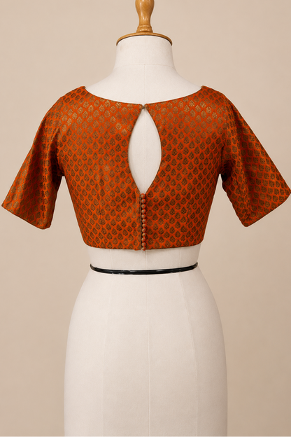 Orange Brocade Blouse