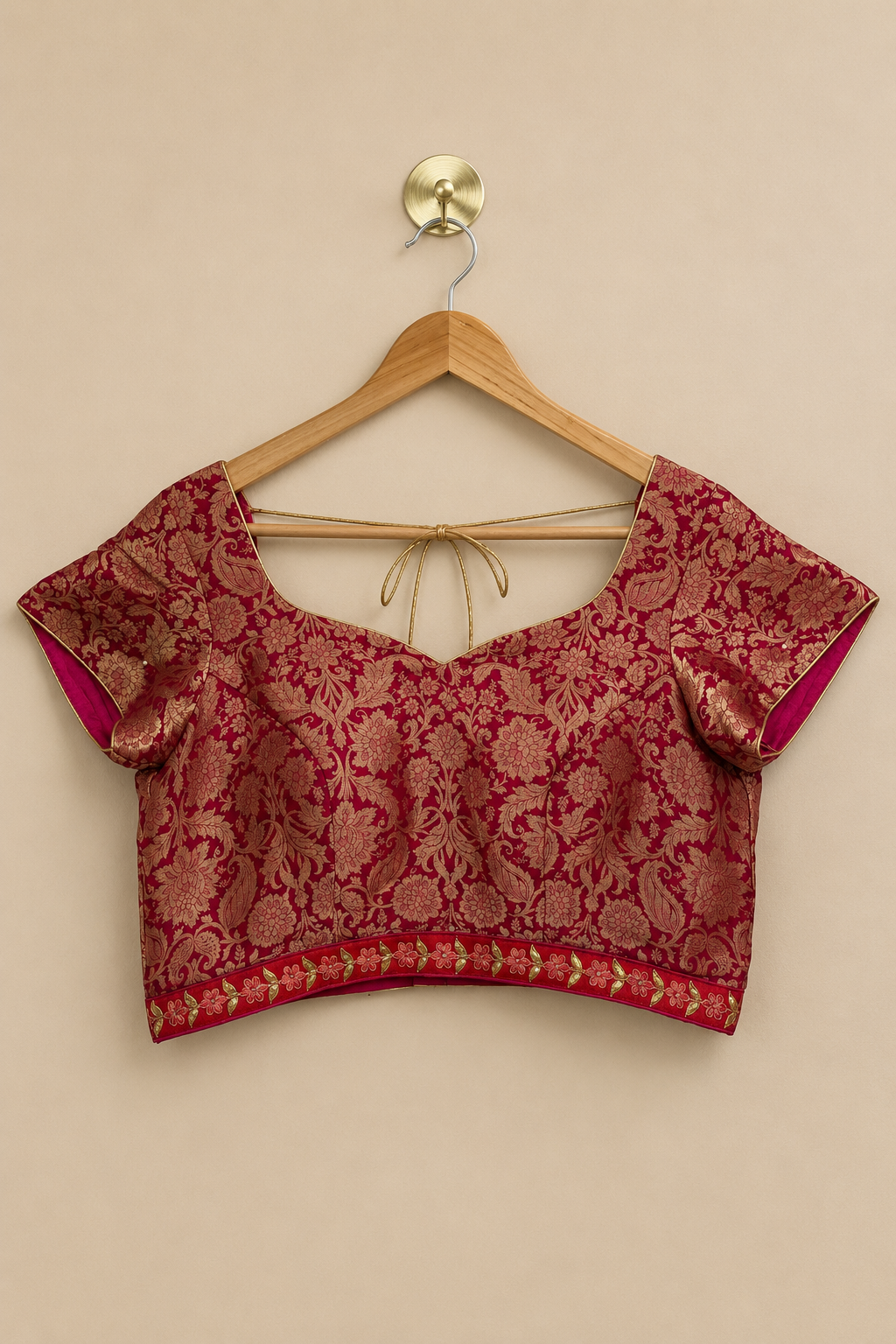 Pink and Red Brocade Blouse