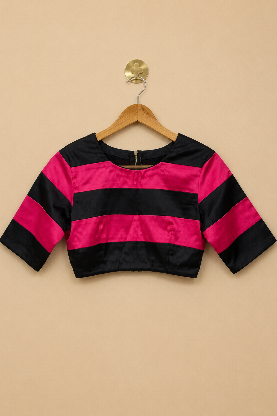 Black and Pink Striped Blouse