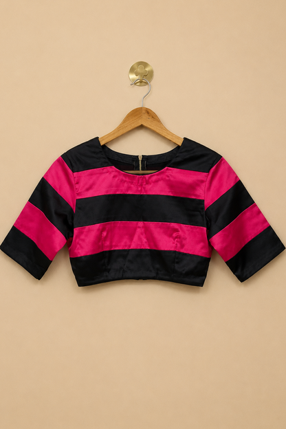 Black and Pink Striped Blouse