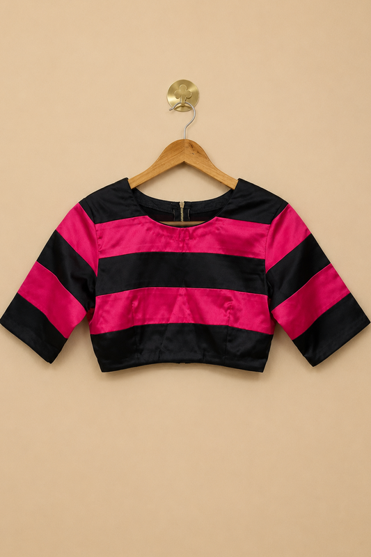Black and Pink Striped Blouse