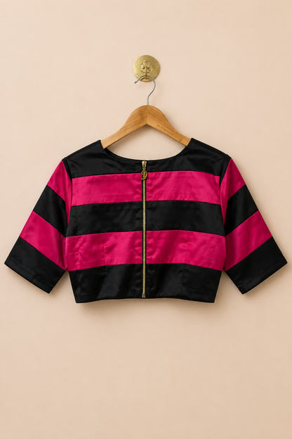 Black and Pink Striped Blouse