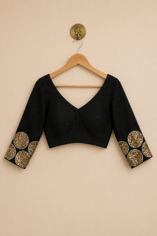 Black and Gold Georgette Blouse